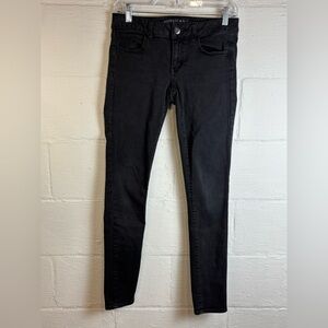 American Eagle Outfitters Woman’s Super Stretch Black Denim Skinny Jeggings Sz 4